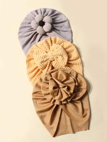 3 قطع طقم عصابة ناعمة قابلة للتمدد وقبعة للمواليد الجدد، قبعات جميلة للأطفال للاستخدام اليومي