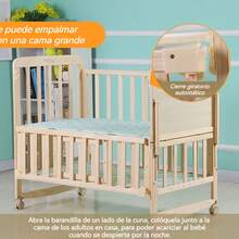 Cuna Colecho Bebé Madera Mecedora Con Ruedas Y Mosquitero - Amarillo - Ver 3