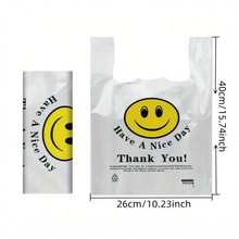 50 个/100 个可重复使用的塑料购物袋 - 适用于杂货、T 恤等 - 非常适合商店、商场和家庭使用，随机图案和文字，方便袋、购物袋、手提袋、储物袋、派对用品、返校，一些印刷或标记不影响使用