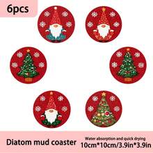 1 Set/4 Stücke/6 Stücke/300 Stücke Weihnachts-Zwerg-Muster bedruckte Diatomeenerde-Untersetzer, geeignet für Zuhause, Café, Nachmittagstee, Restaurant Dekoration, Themenparty, tägliche Dekoration, können als Weihnachtsgeschenke verschenkt werden - Verschiedenfarbig - Übersicht 9