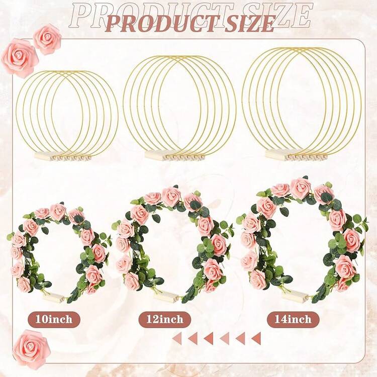 15 Pcs Metal Floral Centerpiece Table Decorations Hoop Centerpiece With Stand Gold Centerpieces For Table 15 Wooden Holders 30 Artificial Flowers 30 Leaves For Wedding DIY Craft Decor(12 Inch,White)Halloween - 粉色 - 查看 7