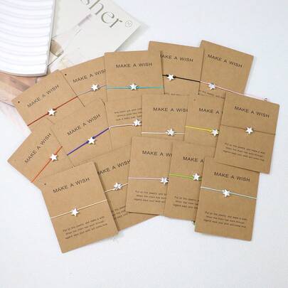 16pcs/Set Heart-Shaped Wax Rope Braided Bracelet, Minimalist European And American Style Woven Card Friendship Bracelet, Handmade Woven Card Bracelet, Gift For Holidays And Back To School