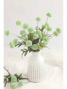 5pcs Faux Silk Pompon Mum Artificial Flowers, Bulk Fake Mini Chrysanthemums With Stems For DIY Bouquet Centerpieces Wedding Fillers Champagne Arrangements Shower Decorations, Beige