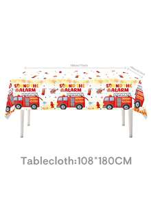 50Pcs Fire Truck Birthday Party Tableware Set With Happy Birthday Banner - Disposable 7/9" Plates & 9oz Cups For Kids'Party Decor - Multicolor - View 9