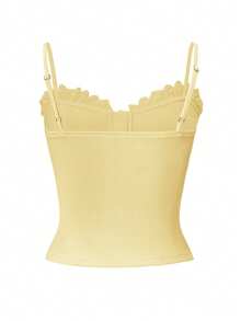 Sunny Girly Fall Women Clothes Y2k Back To School A Sexy And Pure Style Button-Down Front Button-Fitted Halter Top Romantictops Going Out Tops Women - Yellow - View 4