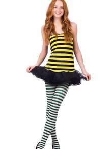 1 件节日装饰蝴蝶结条纹圣诞绒球过膝袜，女士长袜，适合表演、服装、圣诞派对万圣节