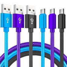 三条装 USB Type-C 快速充电数据线，长度分别为 3.3 英尺/6.6 英尺/9.9 英尺，USB A 转 USB-C 高速充电线，兼容 Galaxy S24、S23、S22、S21、S20 Ultra、S20+、Note 20、Note 10、Note 10、Note 9 Plus、Note 12、Note 11、Note 252、Note 10 ...1、Note 12、Note 11、Note 12、Note 11、Note 152 等安卓智能手机，以及 OnePlus、Pixel 6、Pixel 5、Pixel 4、Pixel 4a、Pixel 3a XL、Vivo、Oppo、Redmi 等手机。 - (黑色+藍色+紫色) - 查看 8