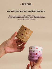 1/4 piezas Taza de café de cerámica con estampado de camello, taza de café para arte de latte, adecuada para reuniones familiares y ocasiones especiales, regalo con tema del desierto, apta para bebidas calientes y frías, oficina, cafetería, uso doméstico, patrón hecho a mano, regalo perfecto para amantes del café, taza de café única | Taza de cerámica reutilizable