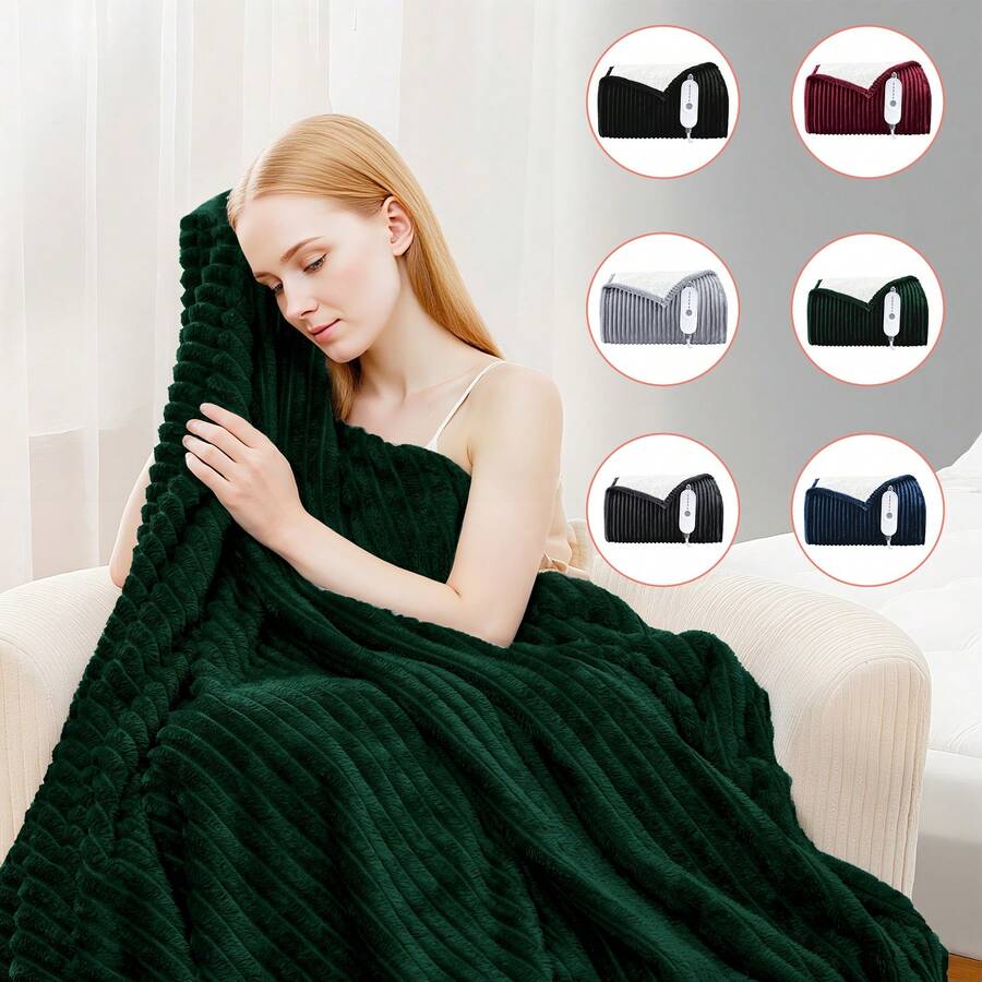 Heated Blanket Electric Soft Flannel Sherpa Heater 5 Heat Settings And 10 Hours Auto Shut-Off Heating Blanket Over-Heat Protection Machine Washable