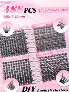 Juego de 800 piezas/576 piezas/488 piezas/200 piezas de pestañas postizas, incluye estilos 40D, 60D, 80D, 100D, 80D esponjosas, 40D naturales. El set contiene adhesivo, pinzas y cepillo para pestañas. Ligeras, impermeables, suaves y cómodas. Fáciles para principiantes. Pueden crear looks naturales a voluminosos para varias ocasiones. Se puede lograr un efecto de pestañas de salón fácilmente en casa. - Negro - Ver 8