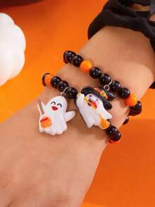 万圣节串珠手链，跨境热销可爱鬼南瓜吊坠手链套装，万圣节