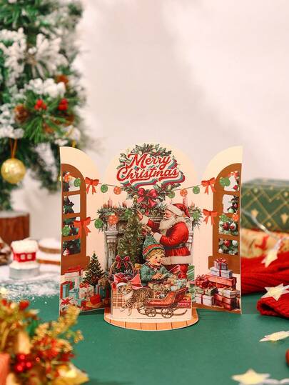 Opjoys 1 Pc The Night Before Christmas Pop-Up Card, Jack And Sally Christmas Tree Greeting Card,Thanks You Card ,Handmade Pop Up Cards,Christmas Gifts,Christmas