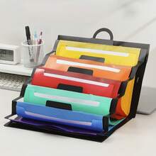 1pc Multi-Pocket A4 Size Gradient Color Hanging Classification Expandable File Folder - With 6 Pockets - Multi-Color Pocketed File Folder For Home, School And Office Supplies,Wall Organizer,6 Pockets A4 Envelope Size Stackable File Hanging Folder, School Office Home File Storage Organizer, Monday To Sunday Planner It Will Make Your Life Much Easier