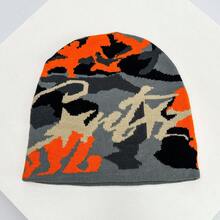 1 件男女通用美式嘻哈街头风格提花针织帽，保暖，适合秋冬季服装