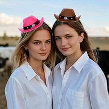 2 Pieces Denim Hat Women's Mini Headband Western Style Birthday Christmas Party Gift, Party Decoration Hat