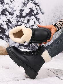 2026 Autumn/Winter New Women's Boots, Fashion Versatile Casual Women's Ankle Boots, Black & White Women's Short Boots, College Style Women's Shoes, Minimalist Women's Boots, Women's Fashion Ankle Boots, Classic Women's Short Boots, Riding Boots - Black - View 4