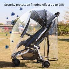 1pc Transparent Baby Stroller Rain Cover, Made Of EVA Material, Windproof, Waterproof, Dustproof, Snowproof, Insect-Proof, Elastic, Breathable, Easy Installation, Dual Zipper Design, Convenient To Use. 95% Of Models Are Suitable For All Seasons. - Clear - View 2