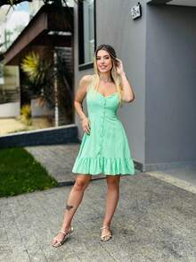 AYLA SOPHISTICATED SHORT DRESS - Lime Green - View 4
