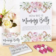 24张卡片装“妈妈的肚子有多大？”婴儿派对游戏，配有3个粉色卷尺和1个标牌。这款“妈妈的肚子有多大？”游戏是举办花卉主题婴儿派对或性别揭晓派对的完美选择（不含相框）。 - 彩色 - 查看 8