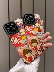 1 件个性化红色拼接图案竖条纹仿皮软保护手机壳，适用于 Apple 和 16/16 PLUS/16 PRO/16 PRO MAX，兼容三星 - 彩色 - 查看 4