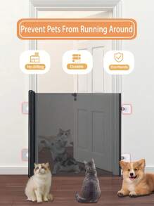 Retractable Pet Door Cat And Dog Safety Fence Puppy Barrier Net Indoor Baby Gate Folding Pet Fence No Drilling Retractable Gates For Kids Or Pets For Doorway Stairs Balcony