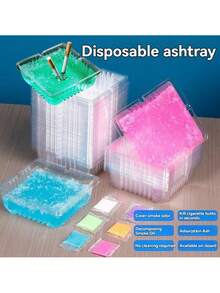 50件烟灰缸套装，多种尺寸可选，耐热材质，附赠烟灰砂，快速灭火，轻巧设计，方便放置和携带，适用于网吧、台球厅、酒吧、餐厅、酒店等公共场所 - 彩色 - 查看 1