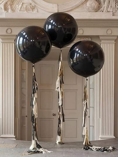 36 Inch Giant Black Latex Balloons - Extra Large Round Party Decorations, Suitable For Birthday, Graduation, Welcome Party, Halloween And Photo Shoot, Theme Events | Shiny Black Balloons | Durable Latex, Birthday Balloons