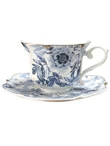 1 Set de taza y platillo con borde dorado y estilo floral europeo vintage. Con elementos estéticos clásicos europeos, estilo vintage, decoración de borde dorado, diseño exquisito y noble. Artesanía de cerámica con decoración de patrones florales vívidos y colores vibrantes que no se desvanecen. Vajilla de alta calidad perfecta para el té de la tarde. Agarre cómodo, tamaño de taza adecuado. Excelente regalo para amigos, familiares, cumpleaños, fiestas.