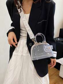 2个/套透明果冻可调节单肩包，适合旅行、上学、工作、办公、斜挎。