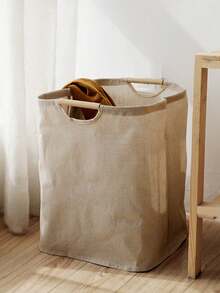 1个带木柄的可折叠洗衣篮，轻便省空间，适用于浴室和洗衣房，是洗衣机旁、衣柜或宿舍收纳的理想之选。可收纳衬衫、T恤、牛仔裤、内衣、毛巾和脏衣服，方便携带，透气设计，速干，是现代家居收纳的理想之选。 - 米色 - 查看 2