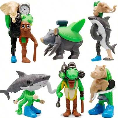 6 Piece Italian Brainrot Action Figures Set, Funny Collectible Tung Tung Tung Sahur Figures Adults,Tralalero Tralala-Inspired,Creative Shark,Monkey And More Toys