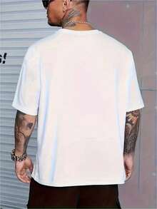 [Bold White Lettering Tee] Black Bold White Lettering "I AM AFRAID OF WOMEN" Men's Casual Sports Tee - 100% Cotton, Machine Washable, Short Sleeve, Crew Neck - White - View 2