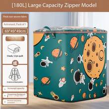 1 قطعة حقيبة تخزين خزانة من القماش، صندوق تخزين بطانيات وملابس كبير السعة من القماش غير المنسوج مزود بسحاب، مقاوم للماء والعفن، حقيبة تنظيم قابلة للطي توفر المساحة، باللون الأزرق