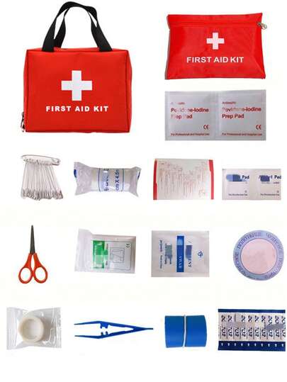 14/8/1pc 1set Waterproof First Aid Kit, Convenient Emergency Medical Kit, Outdoor Travel First Aid Equipment, Family Travel Handbag, Earthquake Fire-Fighting Medical Kit, First Aid Kit, Meeting Basic Emergency First Aid Treatment Needs