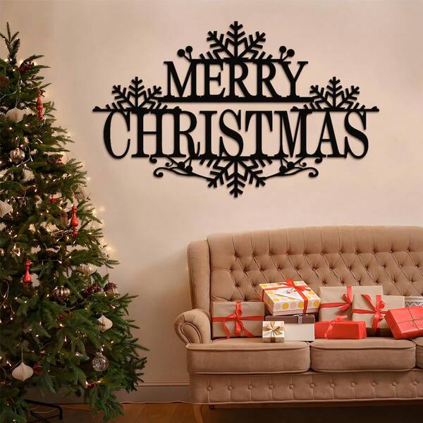 1 pieza Letrero de metal Feliz Navidad, Letrero de reno de Navidad, Arte de pared de metal, Decoración para sala de estar, entrada, pasillo, regalo de inauguración de casa, regalo de Navidad
