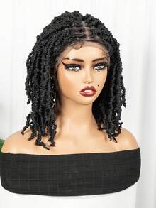 Short Knotless Braided Wigs For Women Box Braid Wig Full Double Lace Bob Braided Lace Wigs