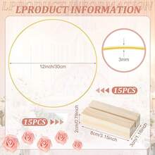 15 Pcs Metal Floral Centerpiece Table Decorations Hoop Centerpiece With Stand Gold Centerpieces For Table 15 Wooden Holders 30 Artificial Flowers 30 Leaves For Wedding DIY Craft Decor(12 Inch,White)Halloween - 粉色 - 查看 11