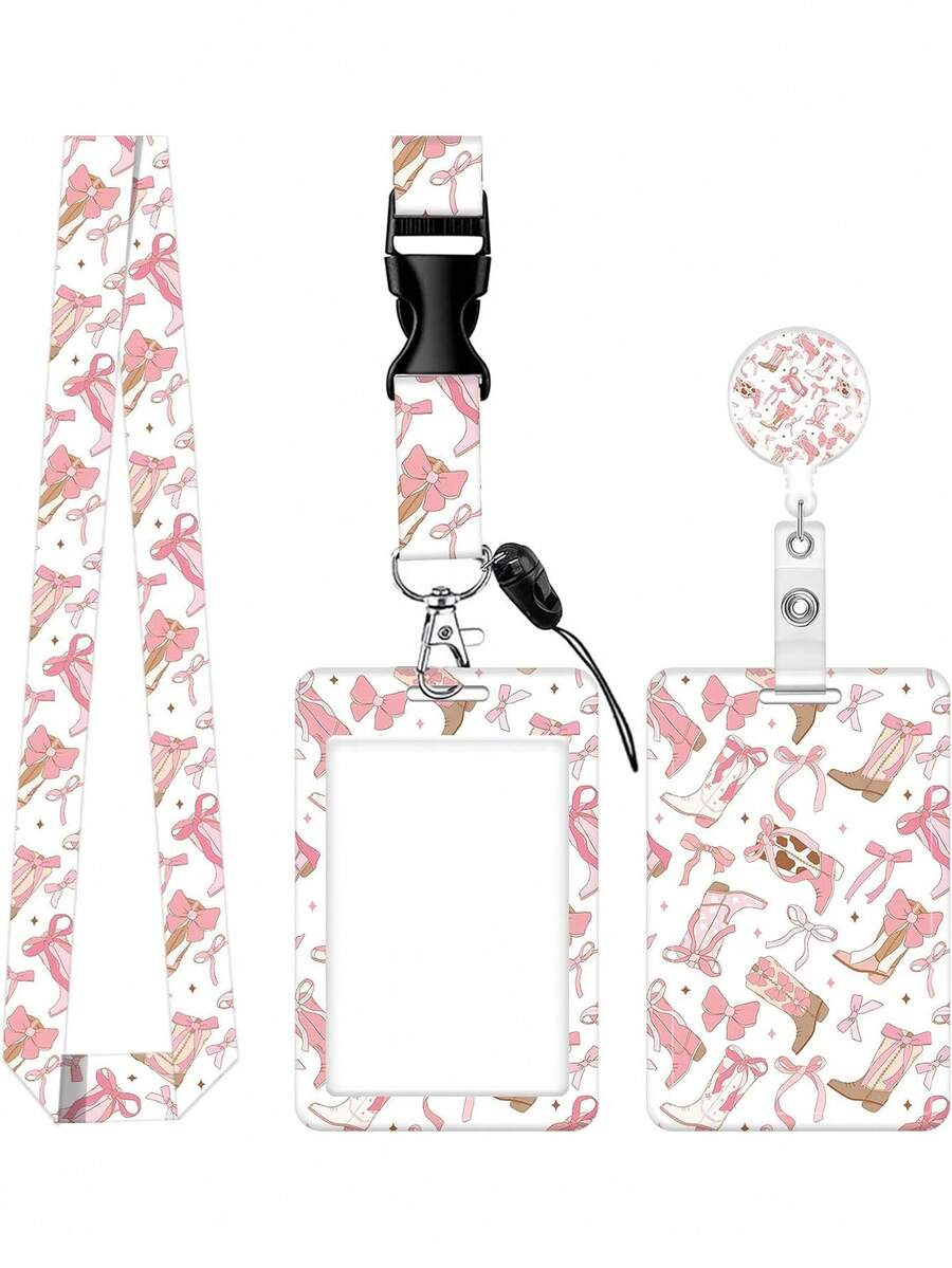 Retractable ID Holder With Inspirational Quote ID Badge Lanyard With ID Card Holder Clip, Suitable For Office, Doctor, Nurse, Teacher, Student And Various Professionals Detachable Retractable Pink ID Card Reel Vertical Card Protector Sleeve - Multicolor - View 1