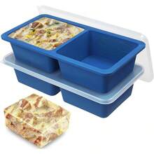 KOLUTI Nonstick Silicone Freezer Molds With Plastic Lid 2 Pack, 8  Tray Sauce Cube Maker, Stackable Meal Prep Storage Container Freezing, Dishwasher  & - 2-湯 - 查看 1