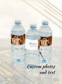 Custom Photo Water Bottle Label-38 Styles,10pcs Personalized Celebration Tags,Personalized DIY Bottle Water Waist Seal Stickers,Personalized Water Bottle Labels For Wedding, Birthday, Baptism , Wedding Thank You Stickers,Christmas Water Bottle Labels Waterproof - Christmas Party Decoration - Holiday Party Decor,For Housewarming,Chic Design - Multicolor - View 1