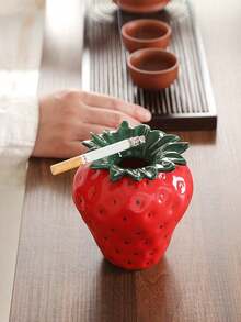 1个带盖陶瓷草莓烟灰缸，防风防灰，适用于家居办公装饰、收纳整理，亦可作为促销礼品。 - 彩色 - 查看 2