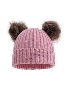 1 件男女通用儿童双绒球针织帽，秋冬款 - 1PC - 查看 41