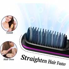 Mini Hair Straightener Brush, Straightening Comb, 20s Fast Heating, Automatic Constant Temperature, Reduce Hair Damage