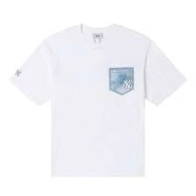 MLB Tricou unisex supradimensionat cu buzunar monoton, tip denim, casual, confortabil, de zi cu zi, tricou cu mânecă scurtă pentru sporturi în aer liber