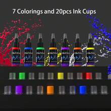 YILONG Tattoo Pen Kit, Tattoo Kit, Tattoo Machine Kit With Power Supply 7 Tattoo Inks, 10pcs Tattoo Needles For Beginers
