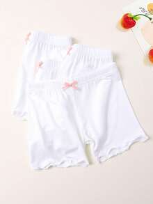 4pcs/Pack Baby Girls' Cute & Simple Style Safety Shorts - White - View 3