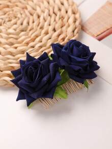 2个/1个玫瑰花发夹，女士玫瑰花发饰，婚礼发夹，弗拉明戈舞者（红色），梳子，侧梳，学生用品，头部饰品