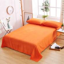Sábana de microfibra cepillada suave, ropa de cama de primera calidad, transpirable, hipoalergénica, para cama individual, matrimonial, matrimonial, queen y king, tamaño 90 cm, 105 cm, 135 cm, 150 cm, 180 cm (sin funda de almohada) - Naranja - Ver 3