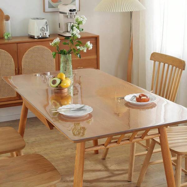 1 Stück hochwertige 0,25 mm dicke, transparente, hitzebeständige und kratzfeste PVC-Tischdecke, geeignet für Küchenarbeitsplatten, Zuhause und Hotel - strapazierfähiges PVC-Material, leicht zu reinigende Oberfläche, Multifunktions-Tischdecke | Hitzebeständiger Stoff, PVC-Tischschutz