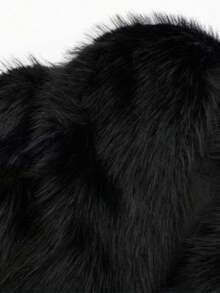 DEEKA Autumn/Winter New Thickened Faux Fox Fur Collar Fashionable Short Coat, Synthetic Fur Effect, Youthful Vibe Black - Black - View 4